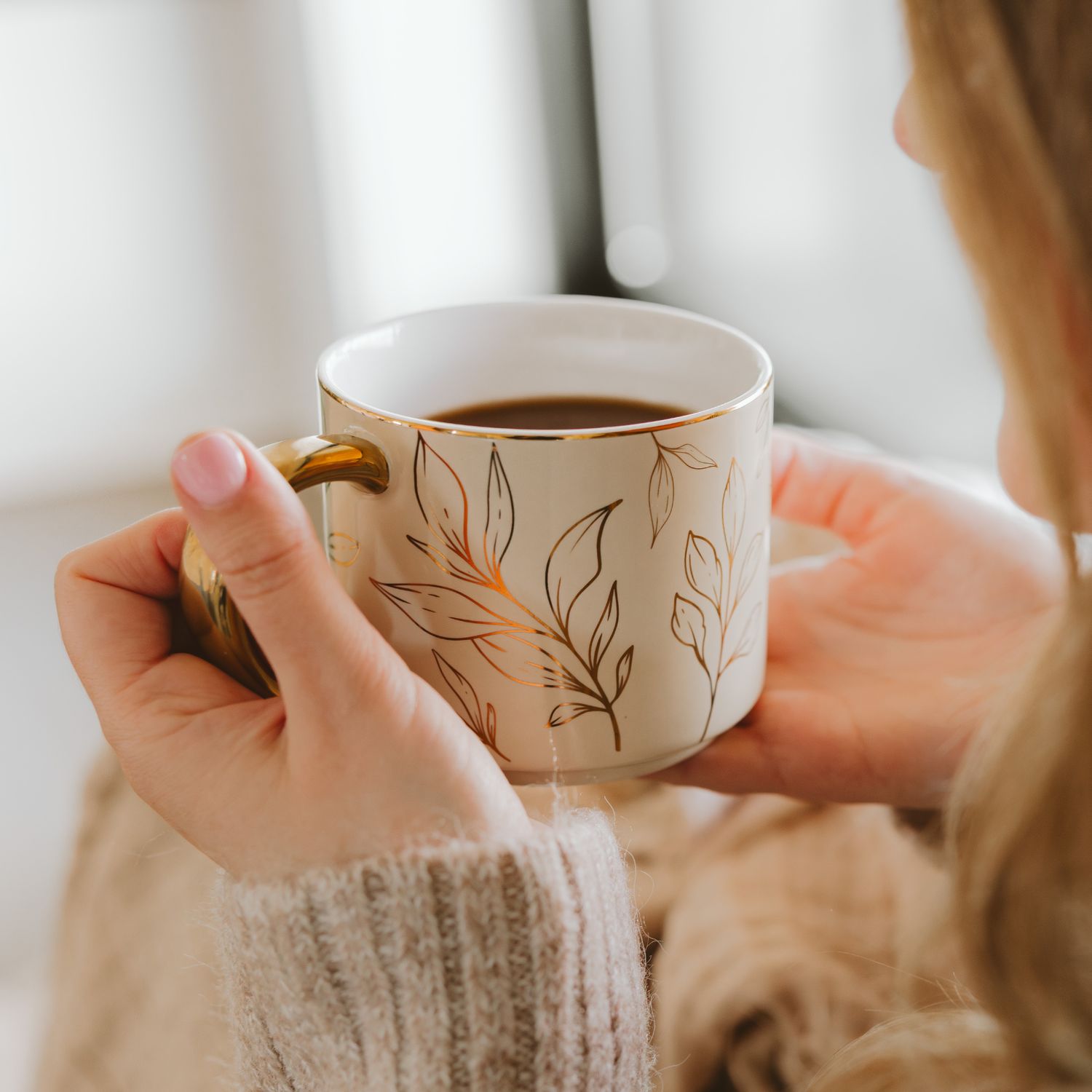 Sweet Water Decor - Gold Leaves Coffee Mug - Fall Decor &amp; Gifts