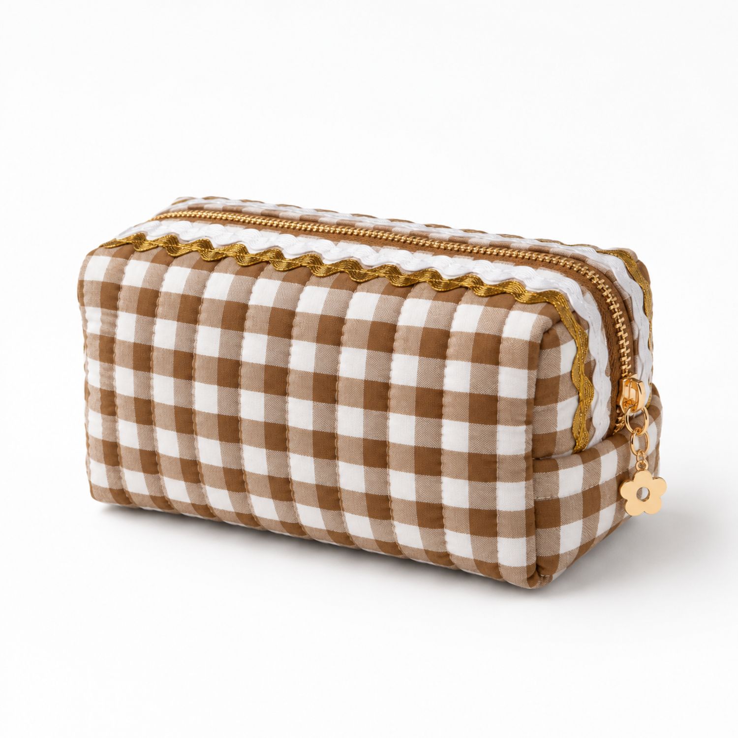 Ellison+Young - Ellison+Young Color Wave Gingham Cosmetic Case, Playful Details: Brown