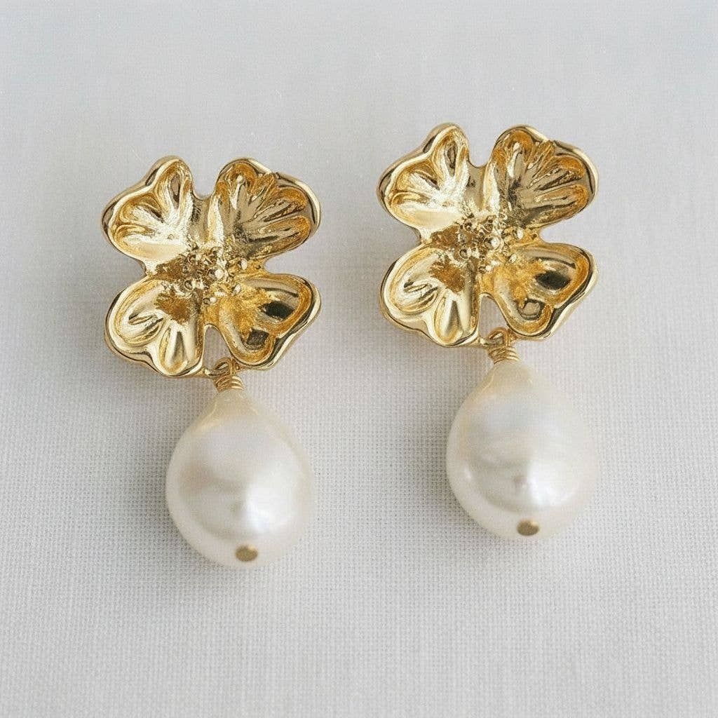 Ellemadera - Baroque-Inspired Freshwater Pearl Drop Earrings