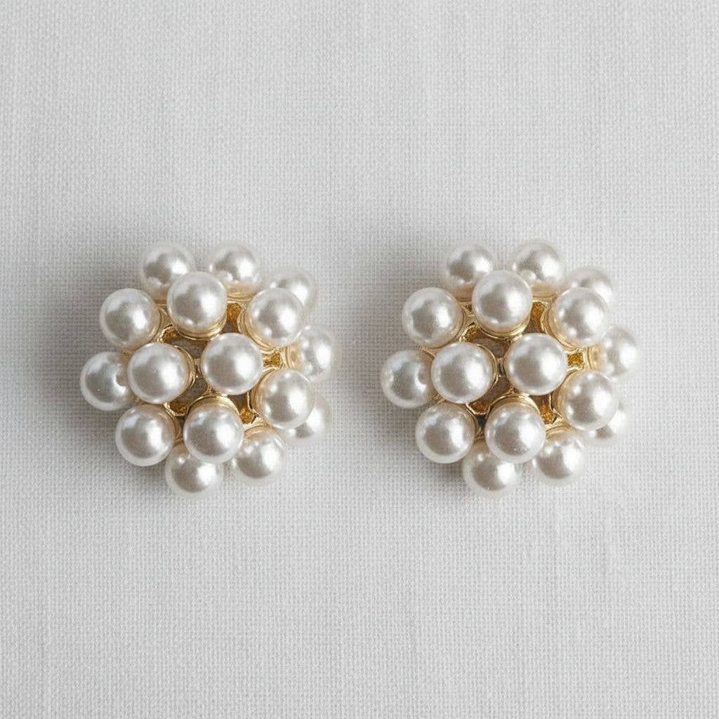 Ellemadera - Classic Floral Pearl Drop Earrings