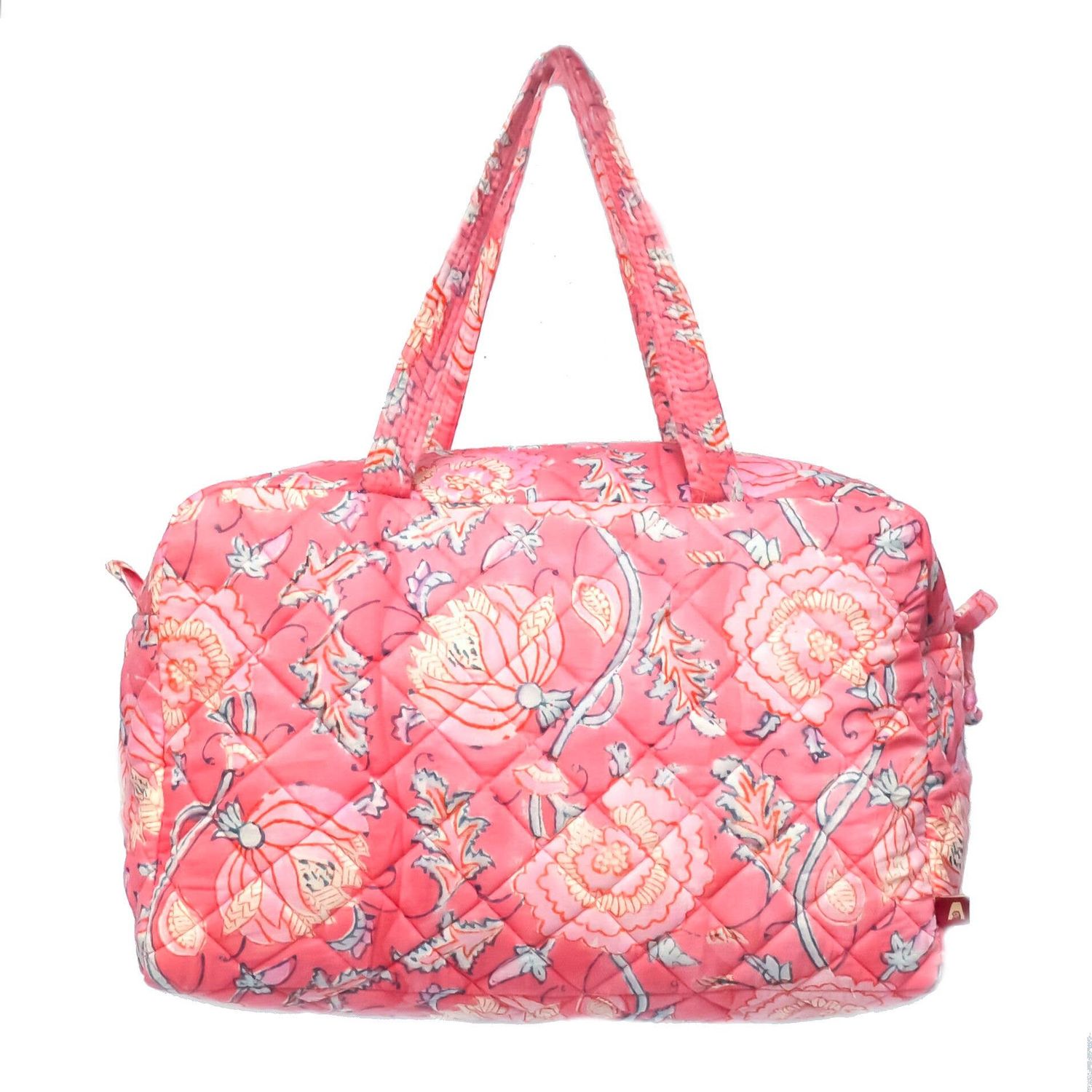 Anju Jewelry - Peony Bloom Small Travel Bag - Block Printed Organic Cotton