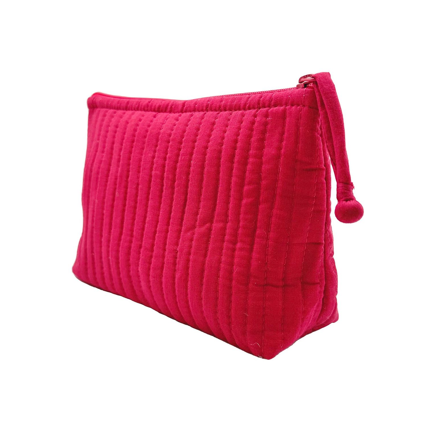 Anju Jewelry - Aviva Collection - Quilted Solid Cotton Travel Pouch: Fuchsia