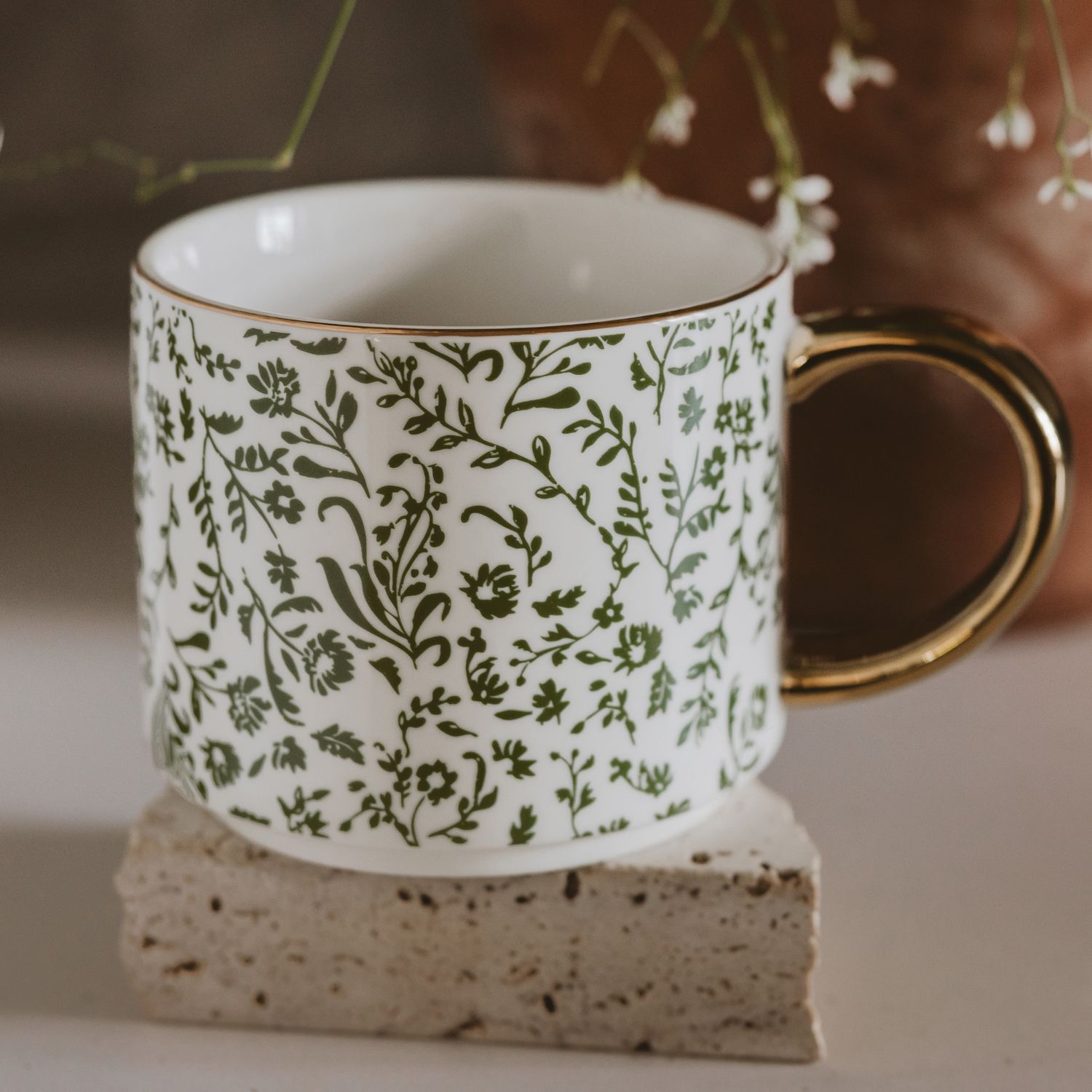 Sweet Water Decor - Green Floral Coffee Mug - Home Decor &amp; Gifts
