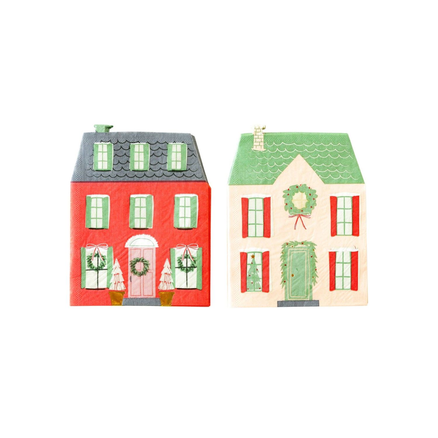 My Mind’s Eye - VIL1039 - Village Christmas Houses Shaped Paper Dinner Napkin Set