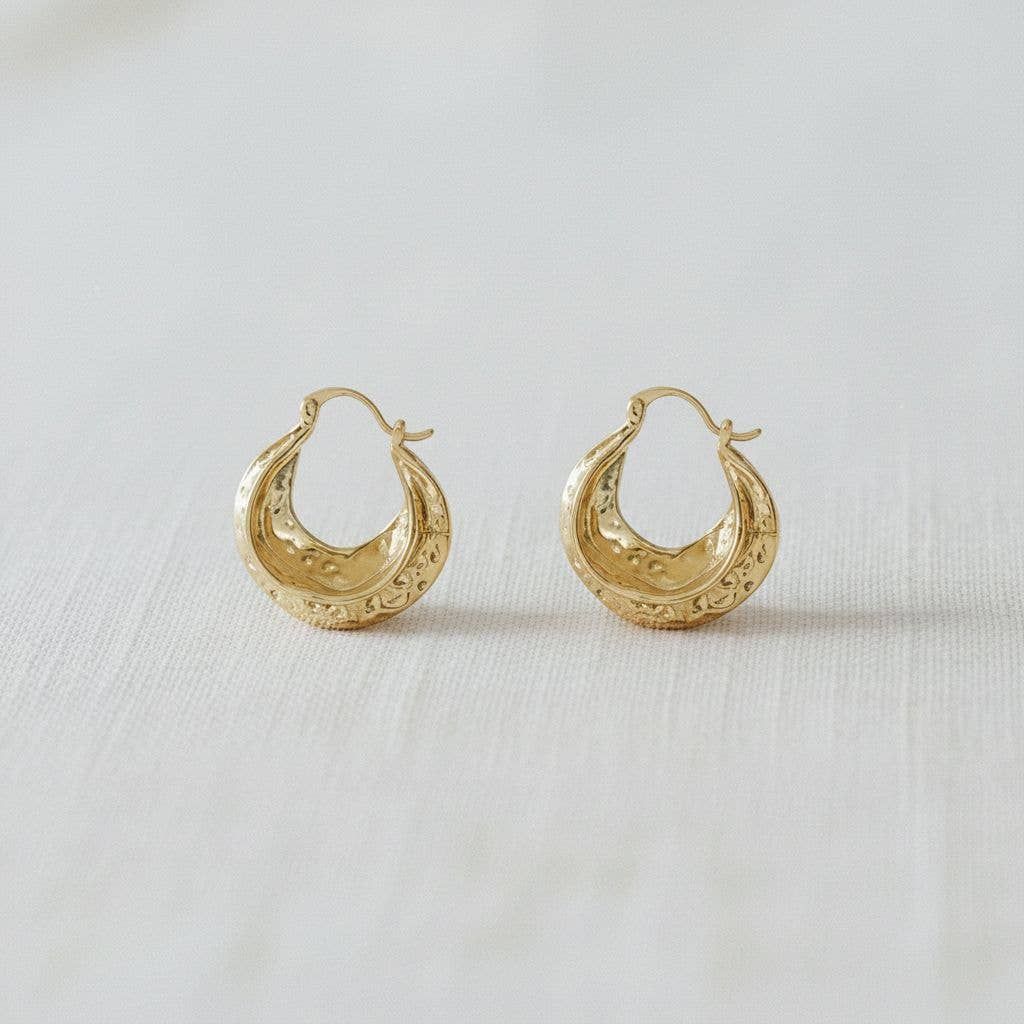 Ellemadera - Gold Plated Pleated Drop Earrings