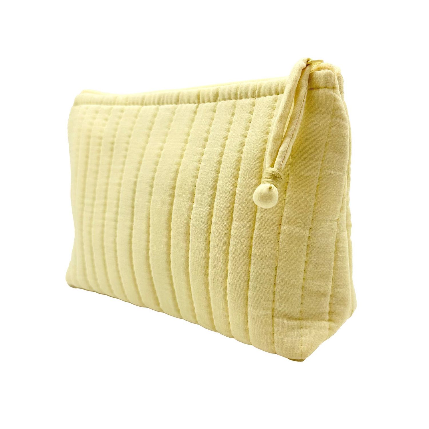 Anju Jewelry - Aviva Collection - Quilted Solid Cotton Travel Pouch: Light Yellow