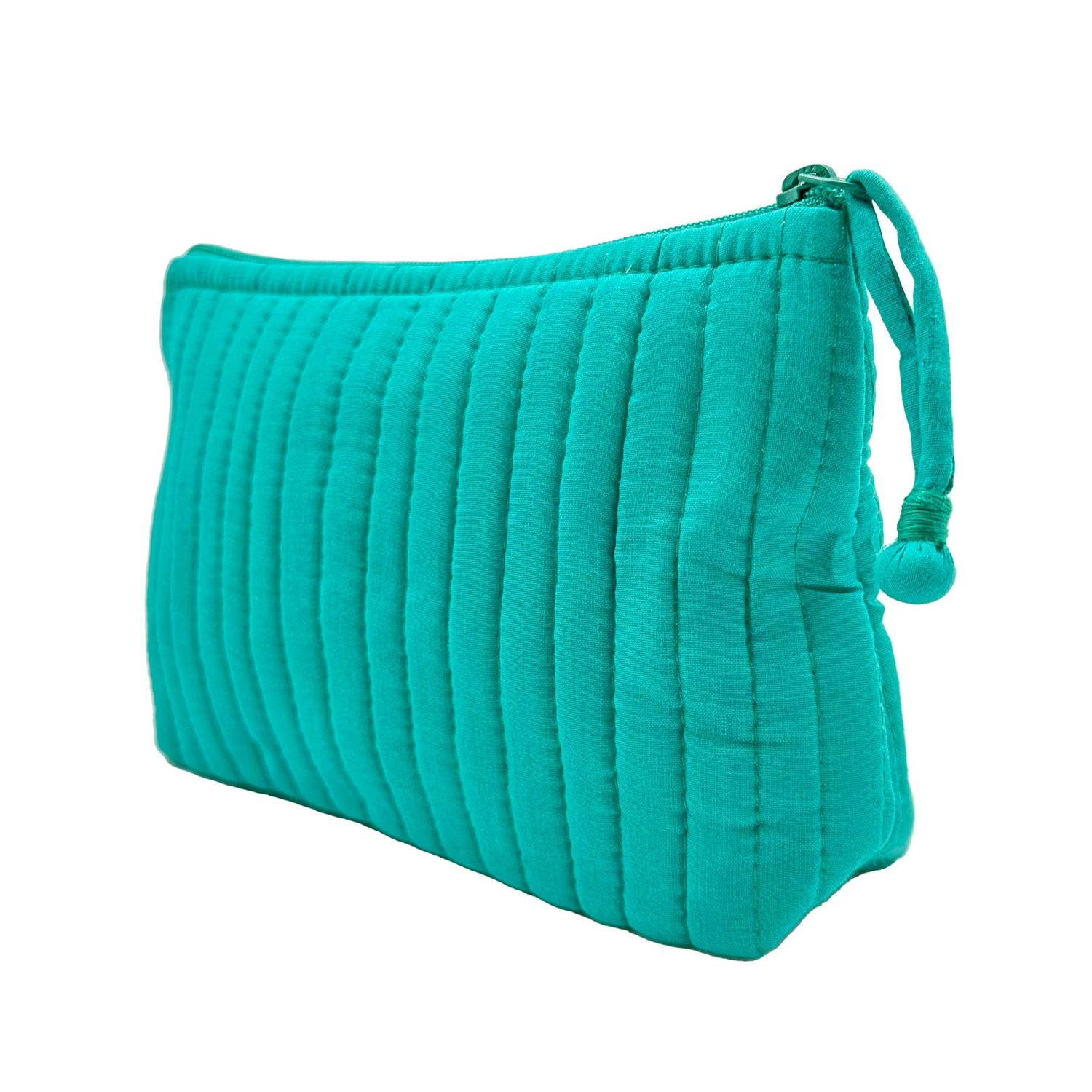 Anju Jewelry - Aviva Collection - Quilted Solid Cotton Travel Pouch: Teal