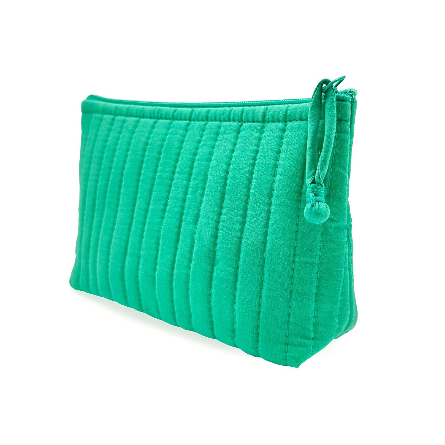 Anju Jewelry - Aviva Collection - Quilted Solid Cotton Travel Pouch: Seafoam Green
