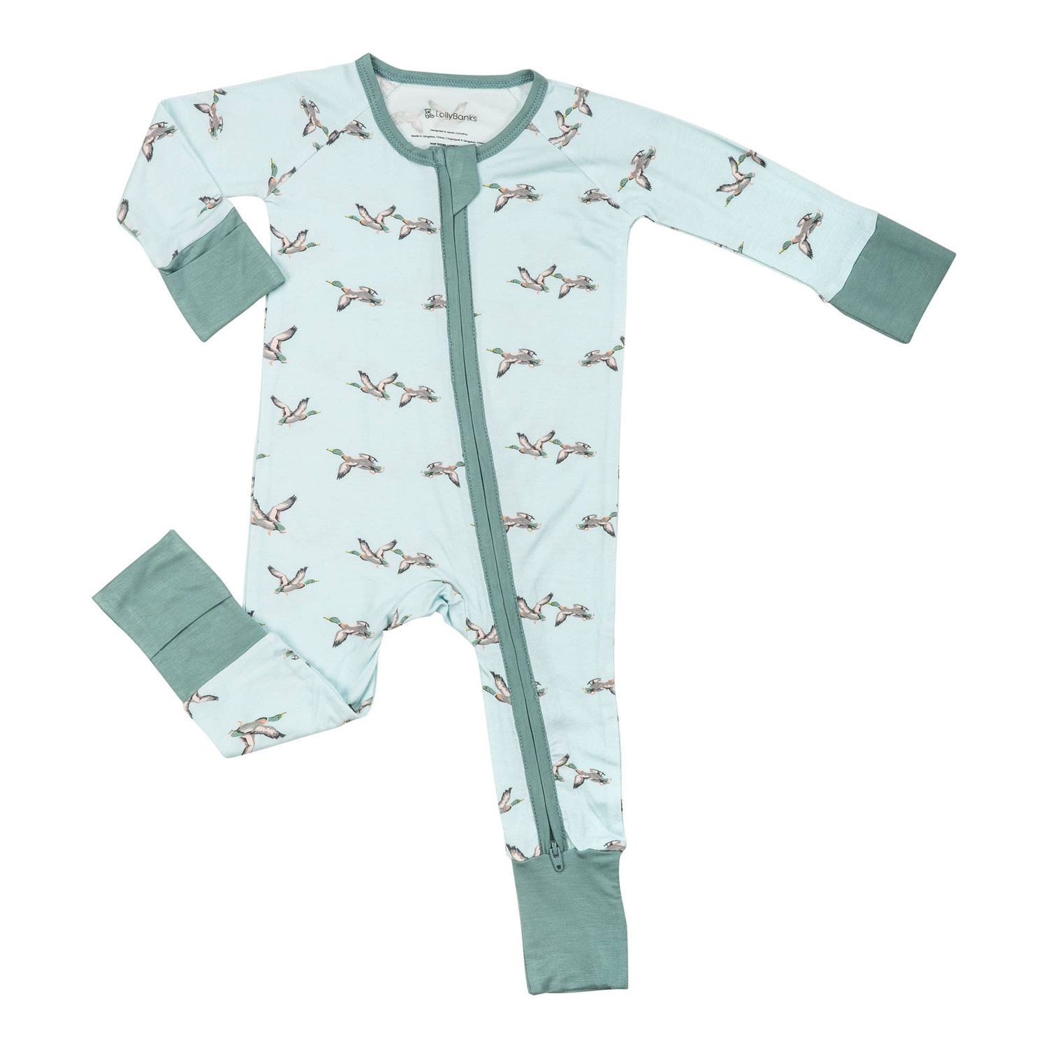 LollyBanks - Bamboo Baby Convertible Zipper Pajama Quack Up Mallard Duck: 0-3 Months