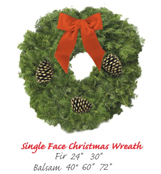 Noble Valley Single Face Christmas Wreaths 24", 30", 40", 60", 72"