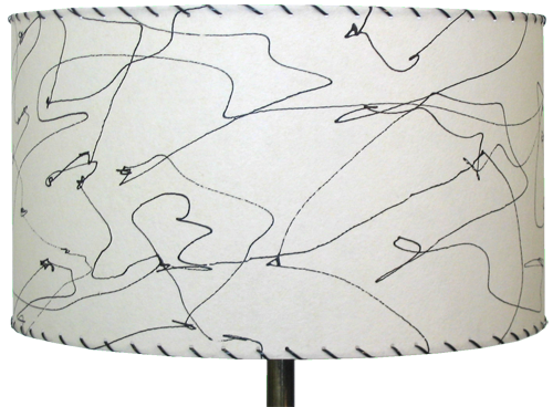 21" diameter drum lampshade, retro fiberglass parchment