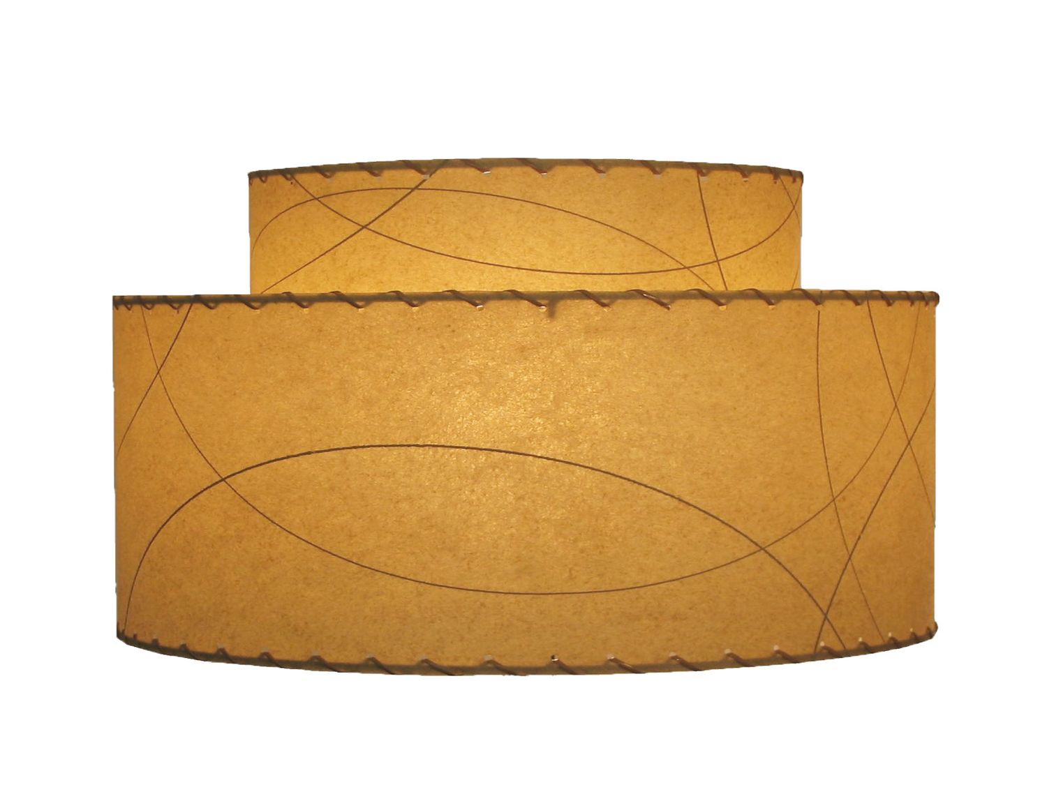 fiberglass lampshade: 21" diameter 2-tier style shown in butterscotch color fiberglass parchment