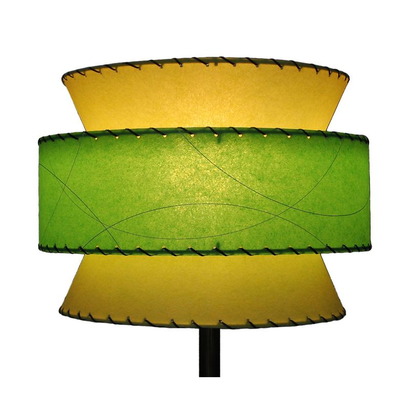 mid-century atomic 3-tier lamp shade, custom-made from hand-painted lamp shade parchment