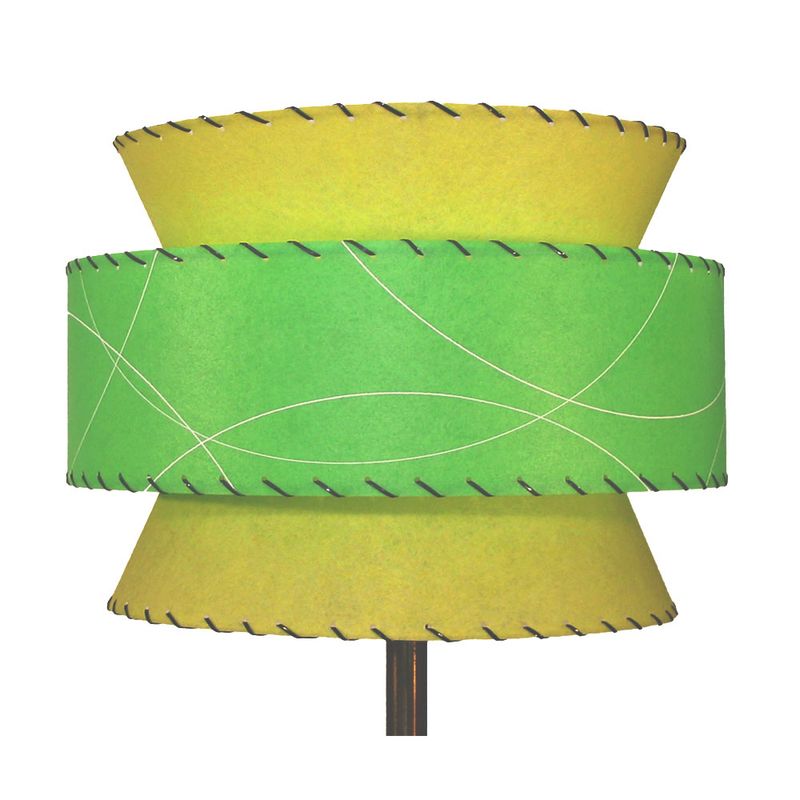 mid-century atomic three-tier lampshade, custom-made from hand-painted fiberglass lamp shade parchment alternative