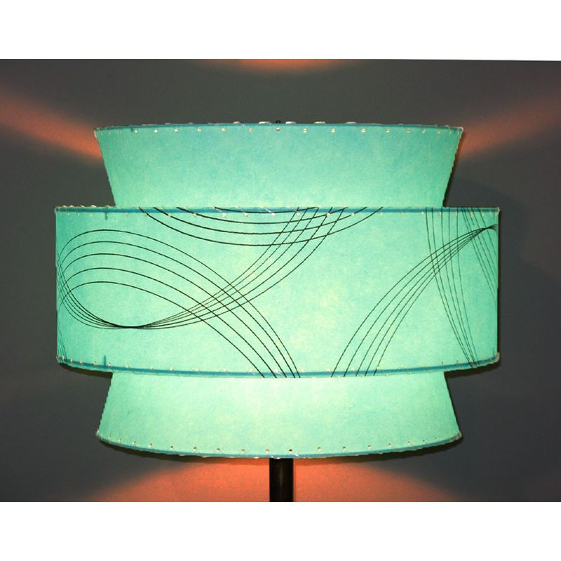 retro atomic lamp shade, custom-made from hand-painted turquoise fiberglass parchment alternative