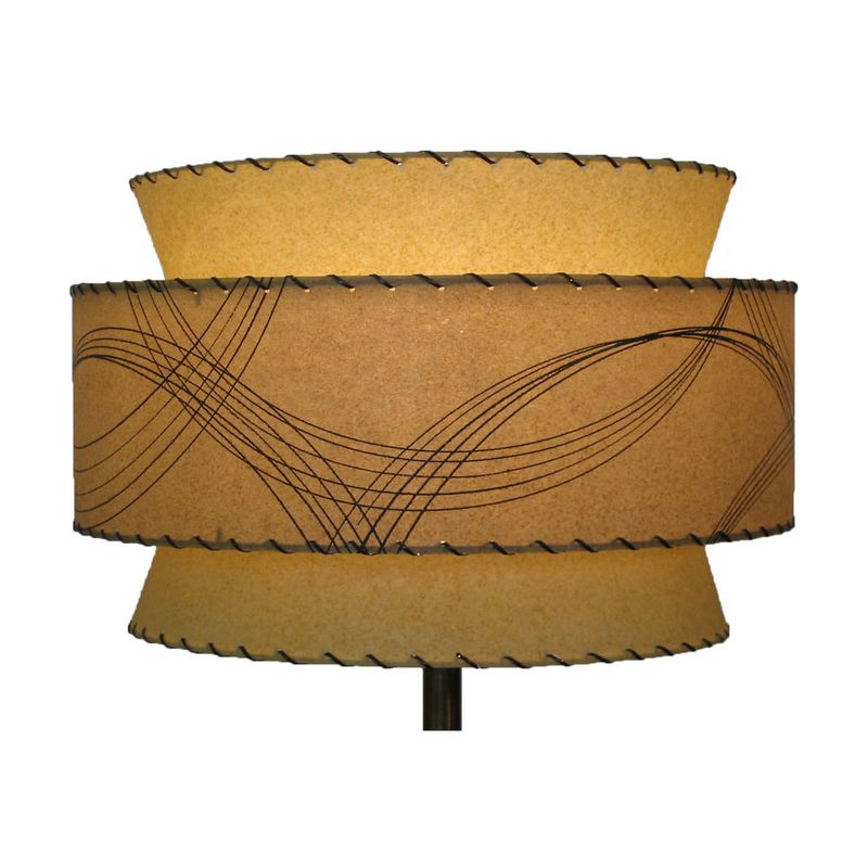 retro atomic lamp shade, custom-made from hand-painted earthtone fiberglass parchment alternative