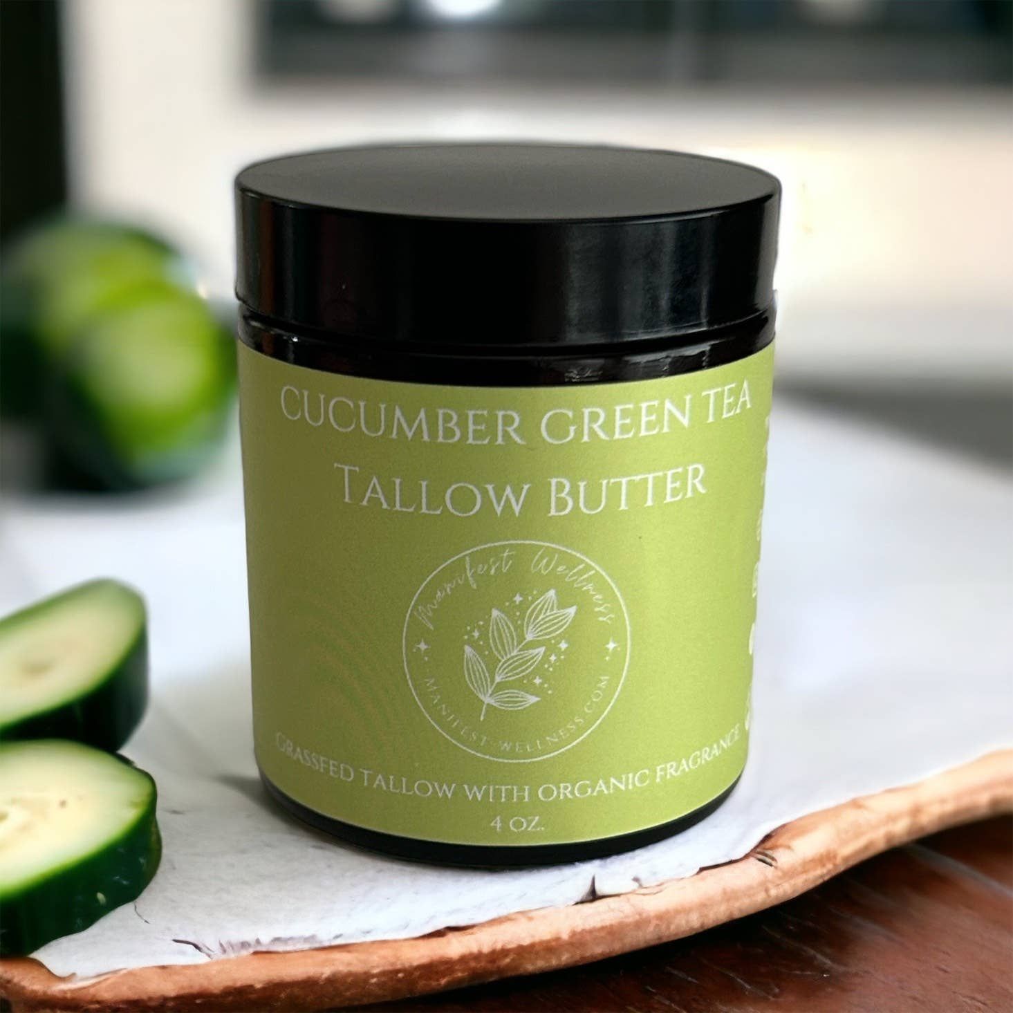 Manifest Wellness - Cucumber &amp; Green Tea Tallow Butter, Grassfed &amp; Organic 4oz.