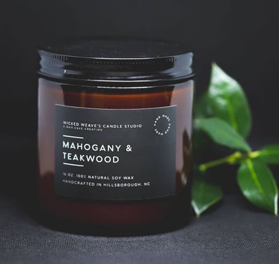 Wicked Weave’s Candle Studio - Mahogany Teakwood  Soy Wax Candle (2 Size Options)
