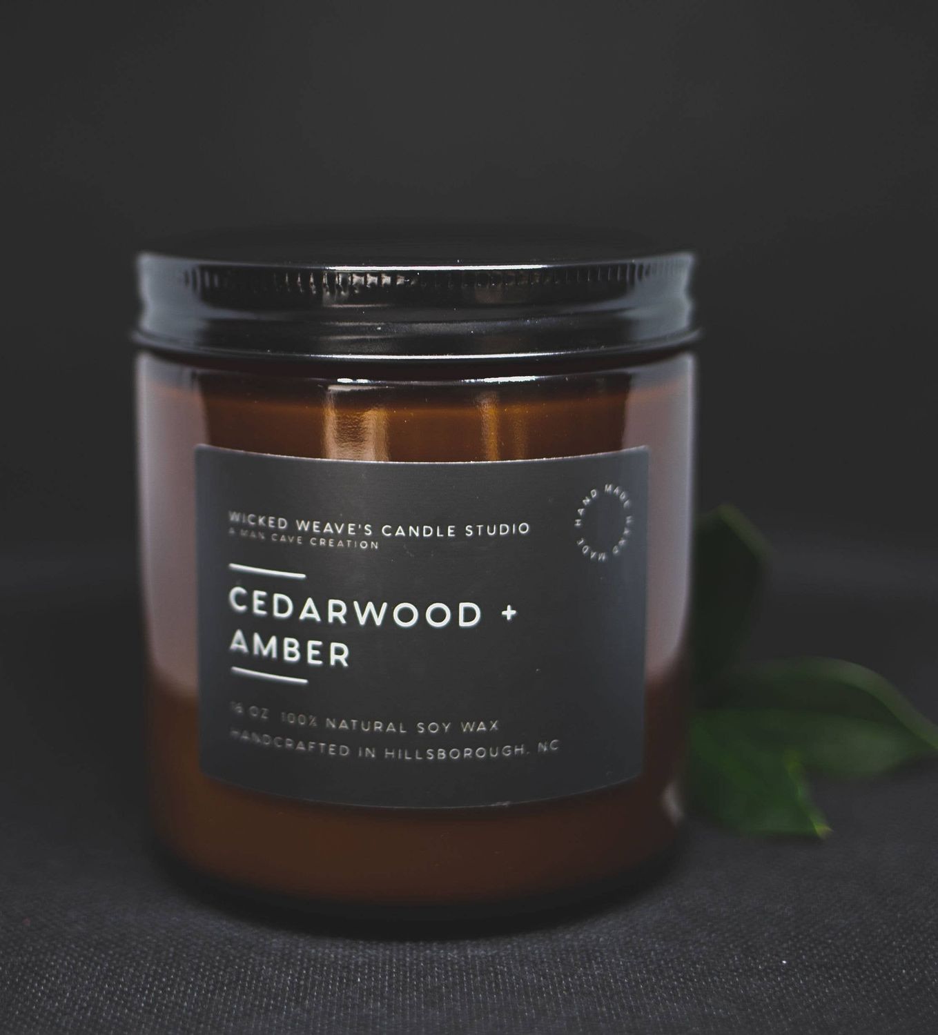Wicked Weave’s Candle Studio - Cedarwood &amp; Amber Soy Wax Candle (1 options)