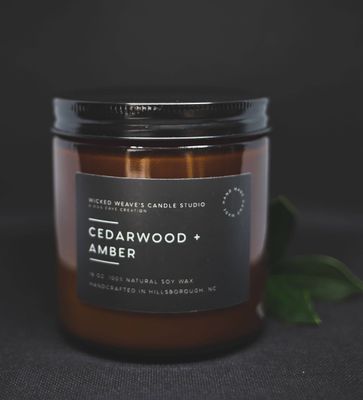 Wicked Weave’s Candle Studio - Cedarwood &amp; Amber Soy Wax Candle (1 options)