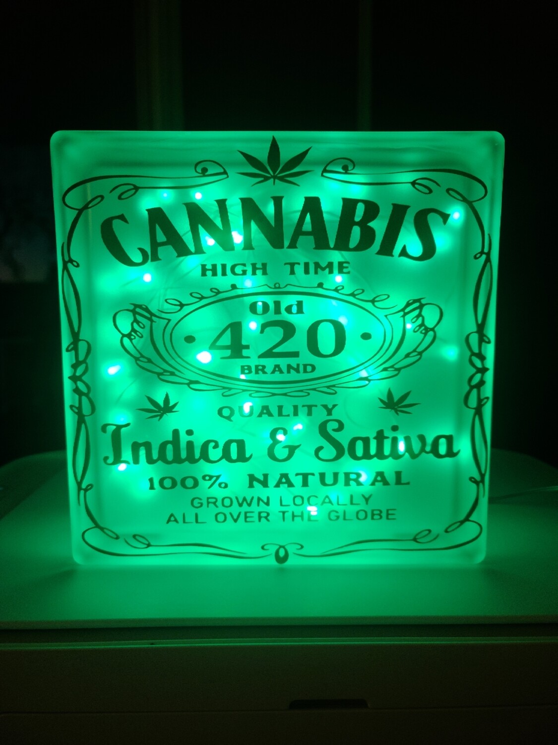 Cannabis Glass Block Nightlight