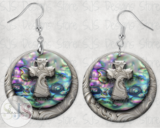 Abalone Cross Round Earrings