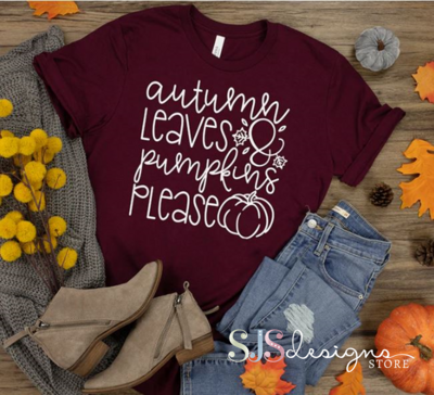 Autumn Leaves & Pumpkins Please Shirt WHITE
