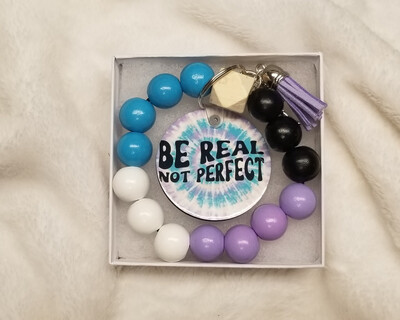 Be Real Not Perfect Wristlet Keychain
