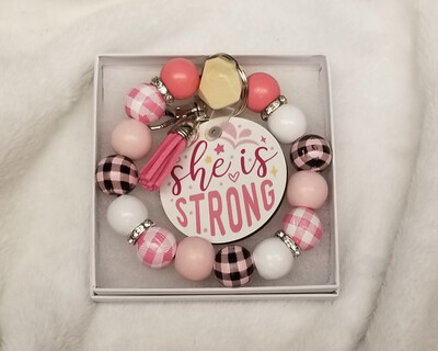 She is Strong Wristlet Keychain