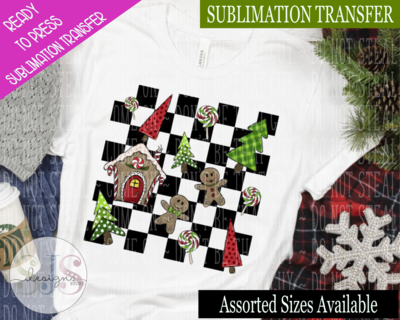 Checkered Christmas SUBLIMATION TRANSFER ONLY