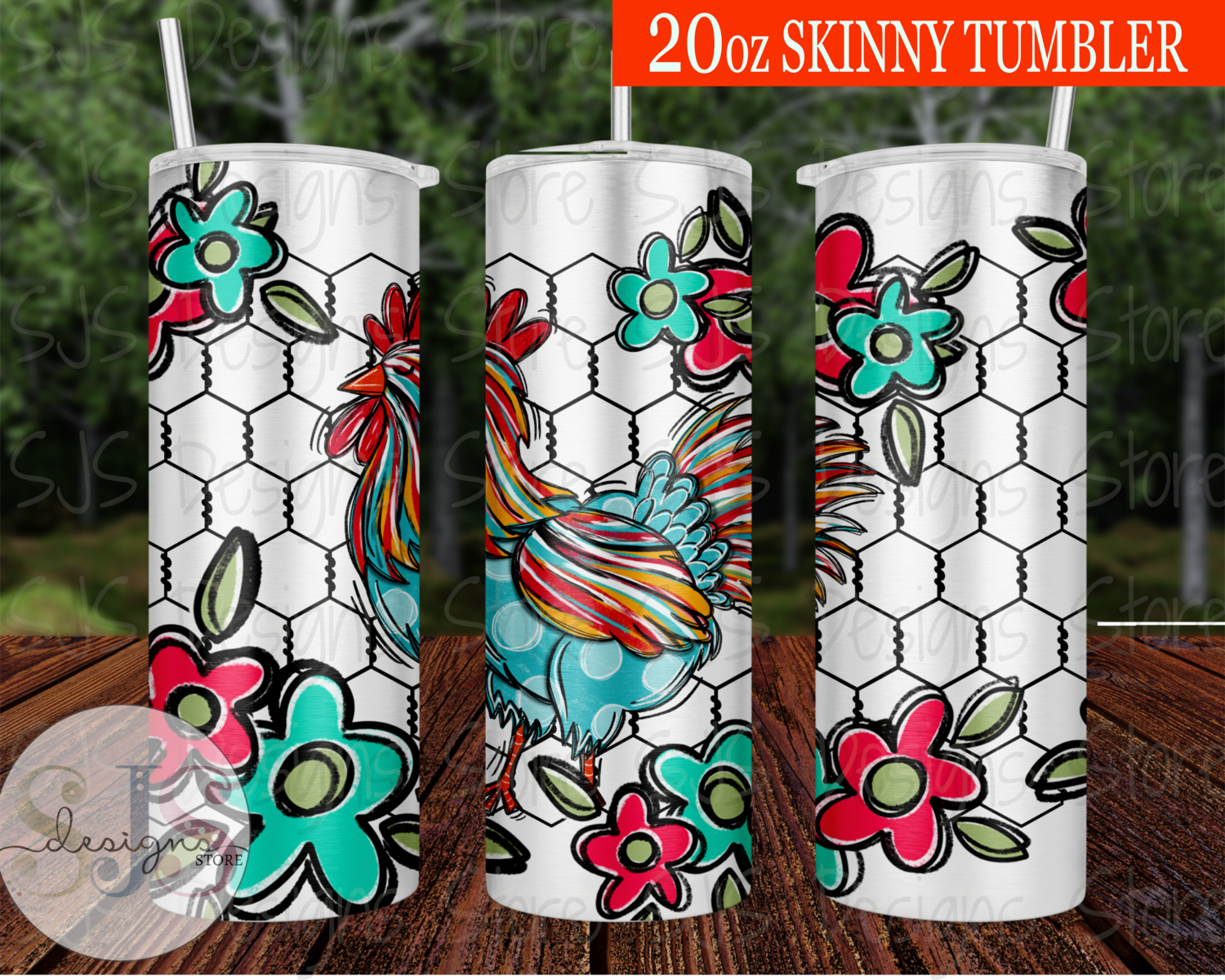 Chickens & Flowers 20oz Tumbler