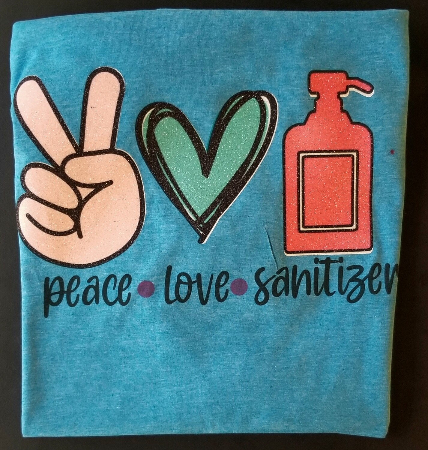 Peace Love Sanitizer - Medium - RTS Sub Glitter Shirt