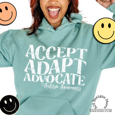 Accept Adapt Advocate Autism Awareness Shirt -DS