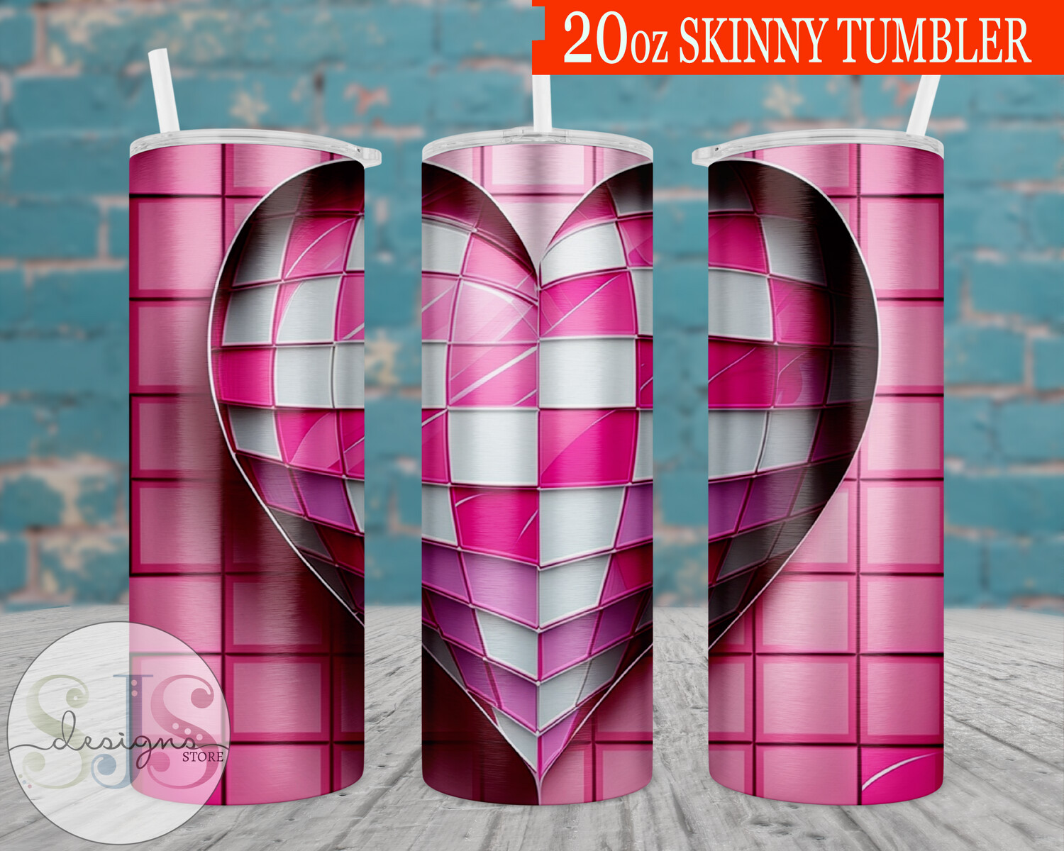 Valentine's Stained Glass 20oz Tumbler