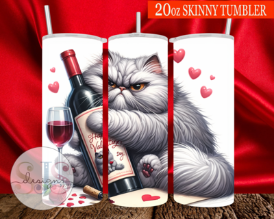 Valentine's Day Wine Cat 20oz Tumbler