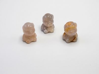 Tiny Pink Flower Agate Bear $4