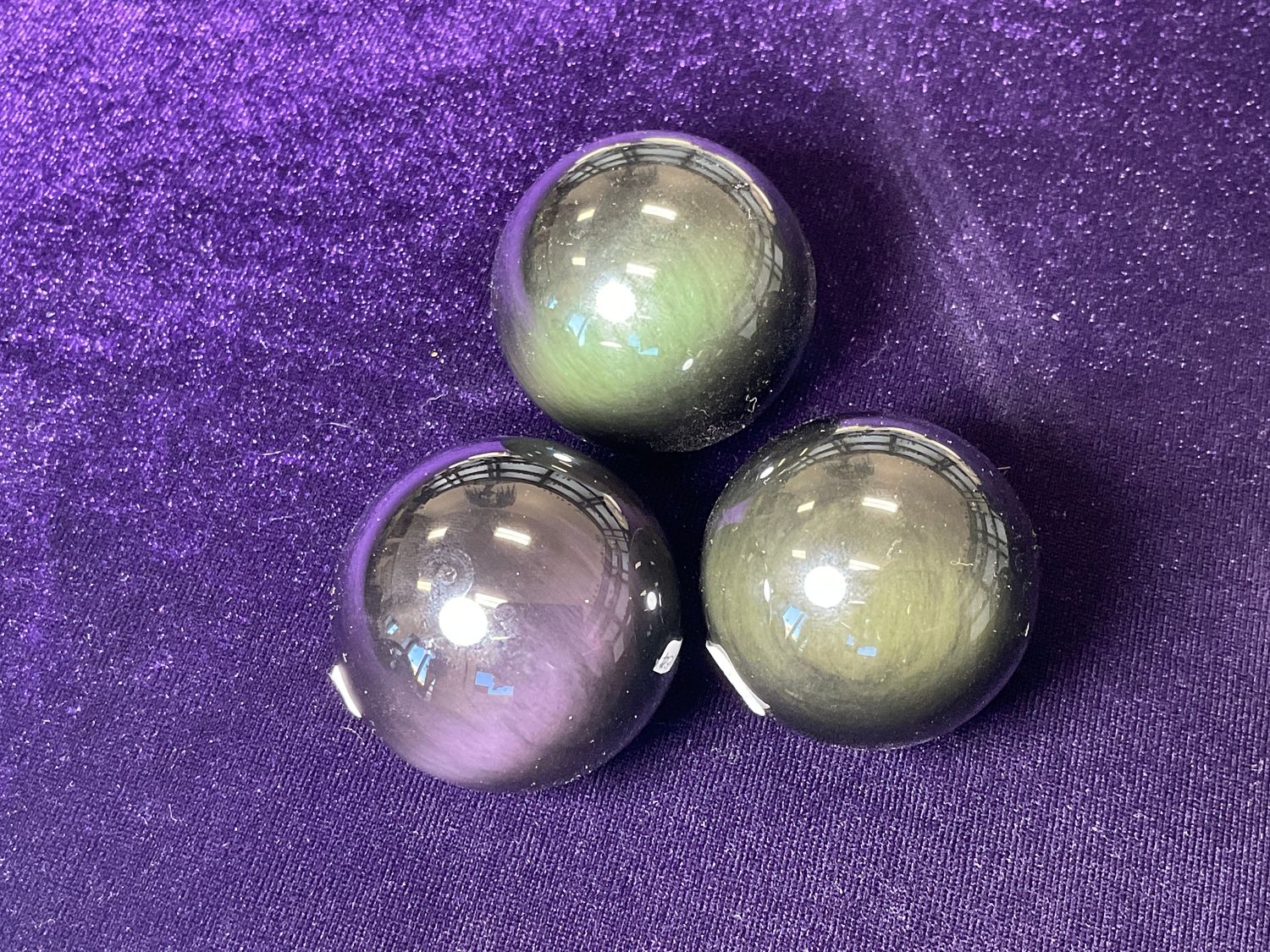 Rainbow Obsidian Spheres, cost: $30