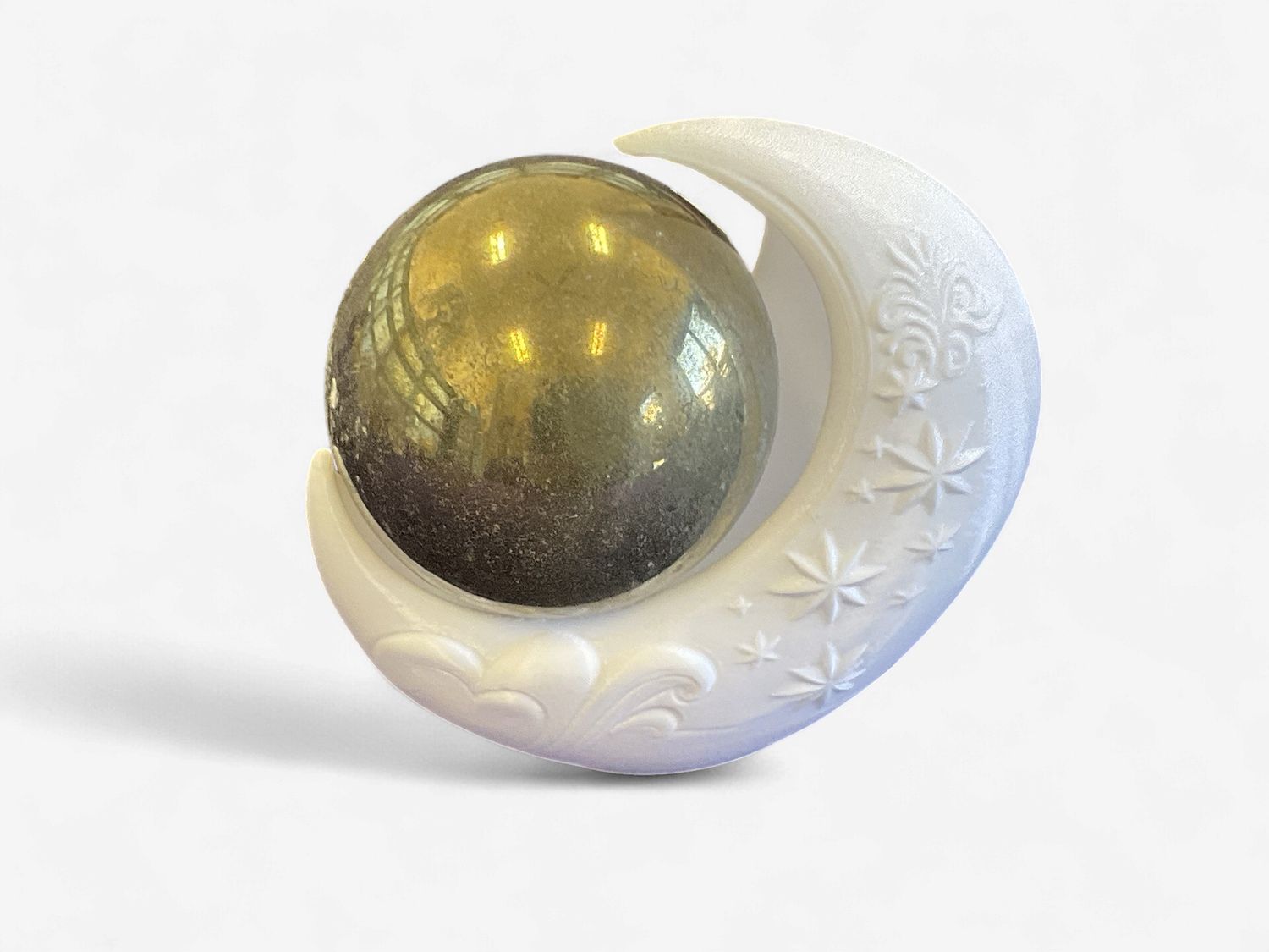 Pyrite Sphere with Moon stand $50