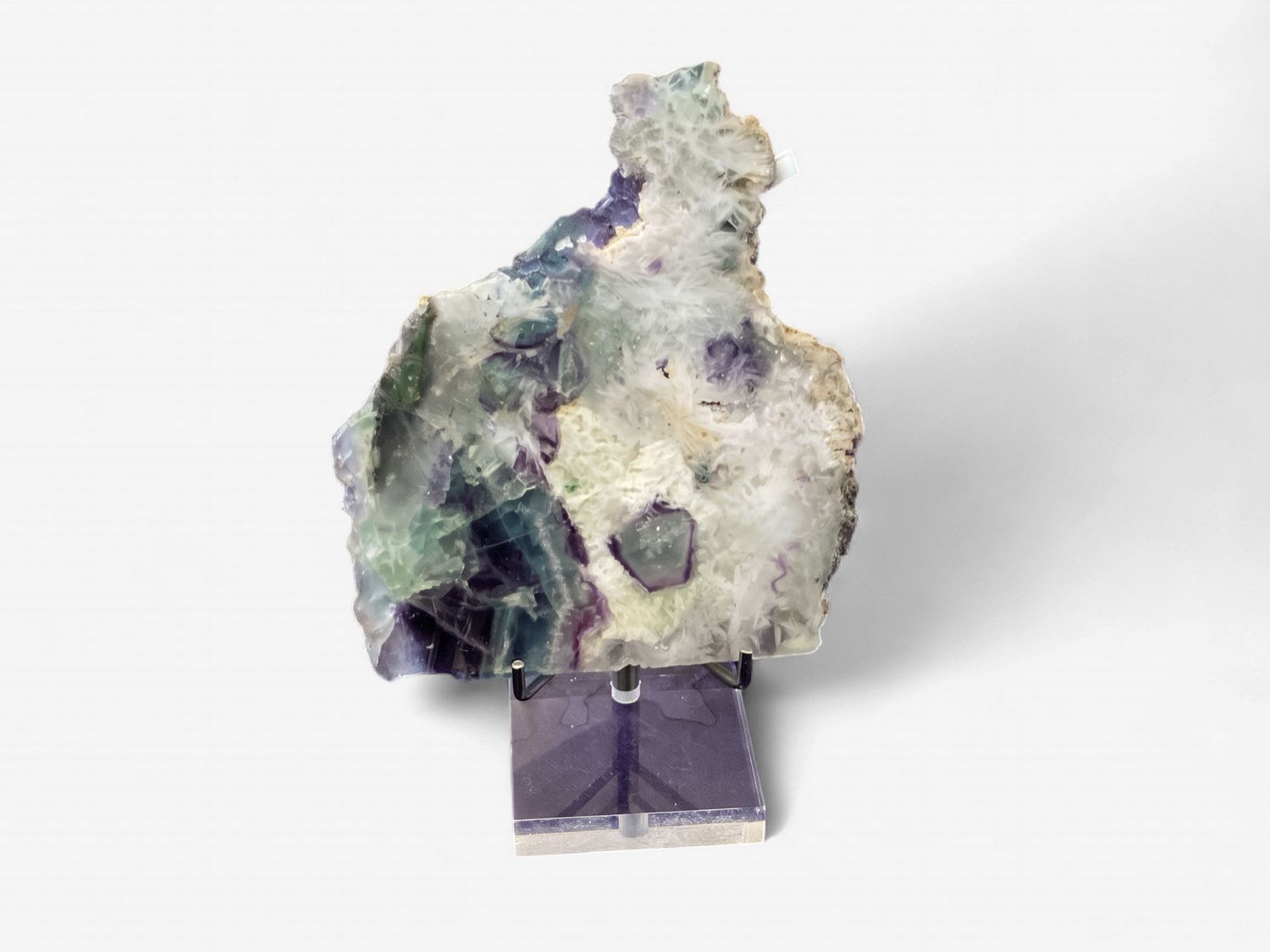 Feathered Fluorite Slab on Stand $75