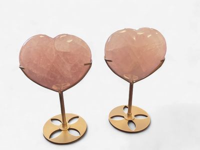 Rose Quartz Hearts on Stands