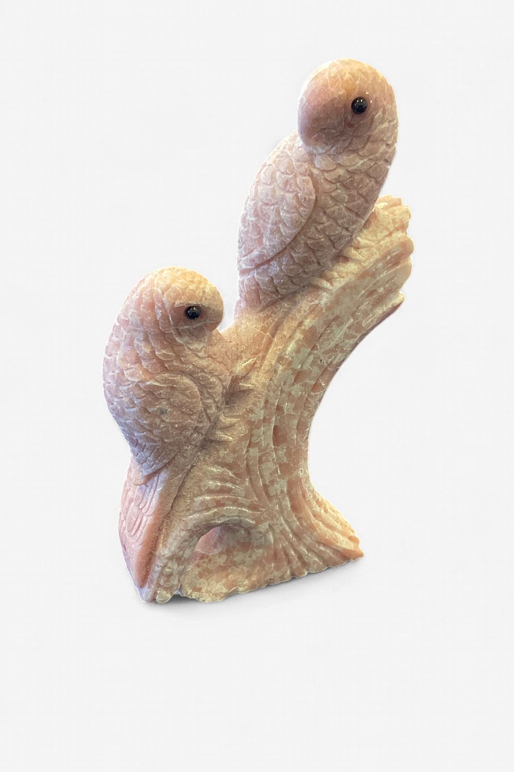 Pink Opal Bird Pair Carving