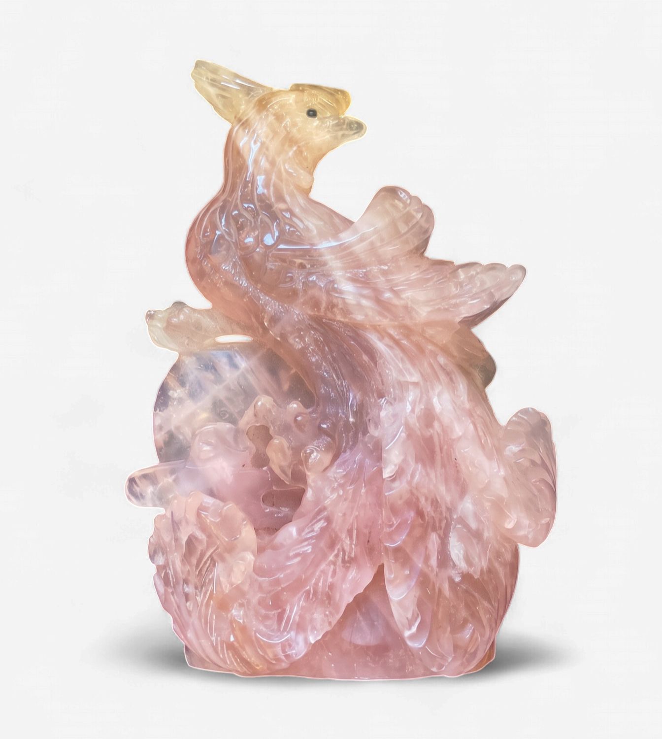 Rose Quartz Phoenix Carving