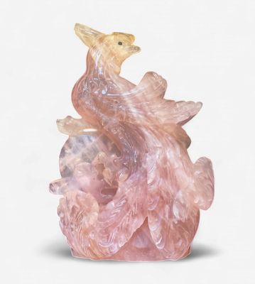 Rose Quartz Phoenix Carving