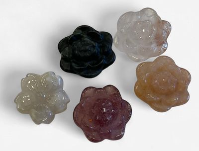 Assorted Crystal Flower Carvings