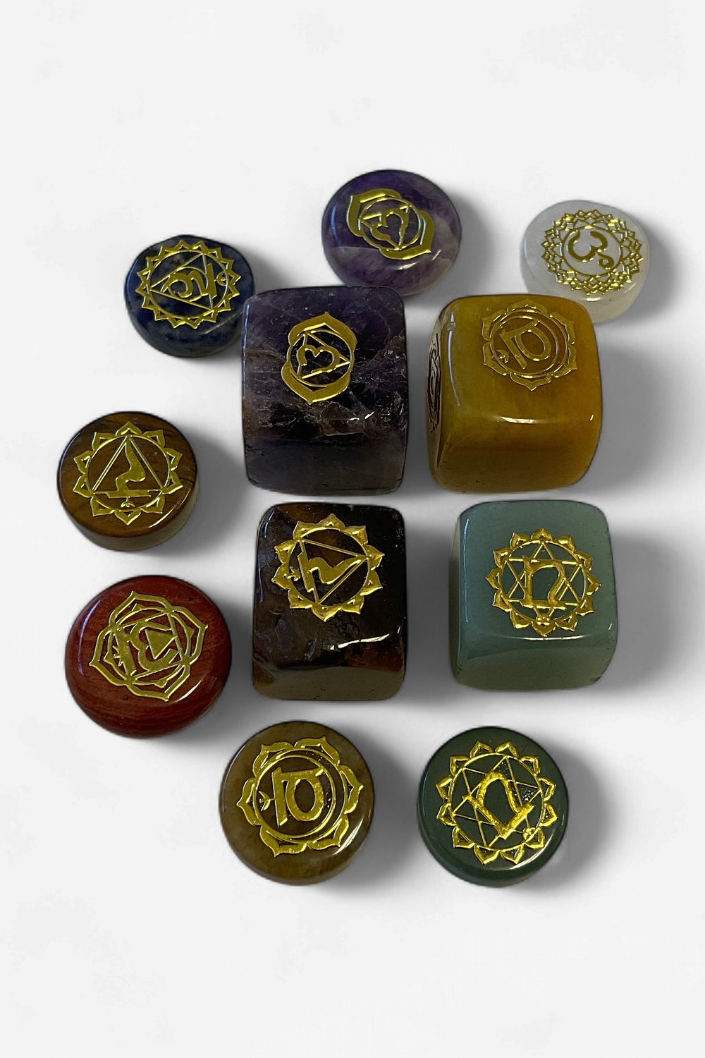 Assorted Chakra Symbol Stones, Shape: Circle