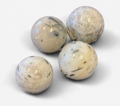 Calcite - Green Tourmaline Spheres