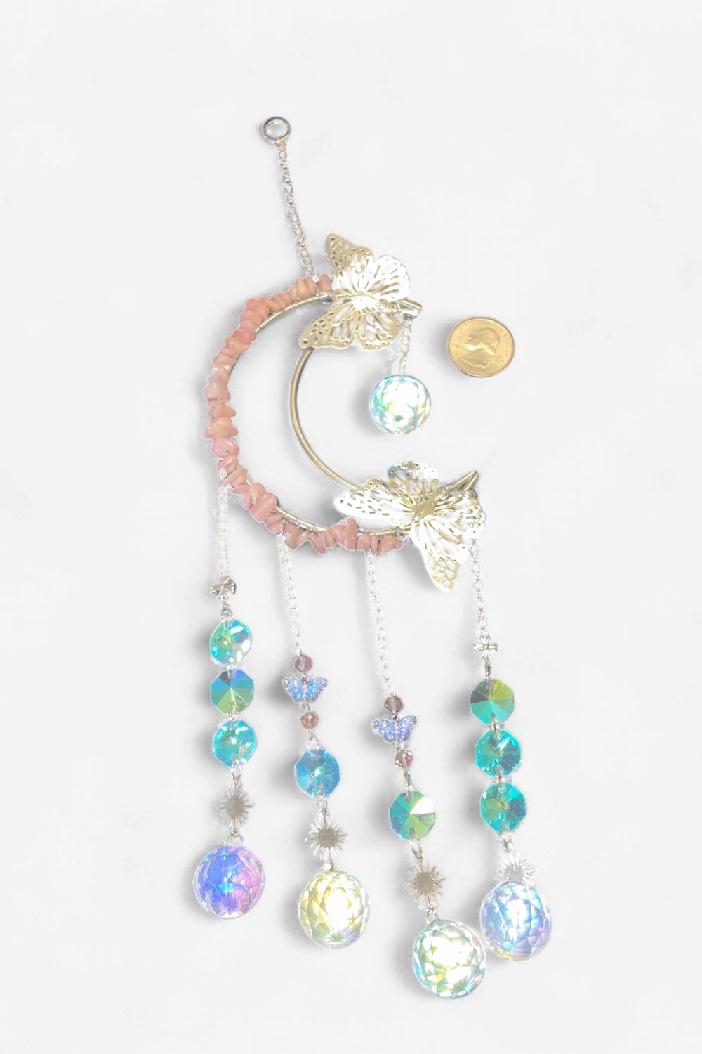 Moon Butterfly Suncatcher, Type: Pink Opal