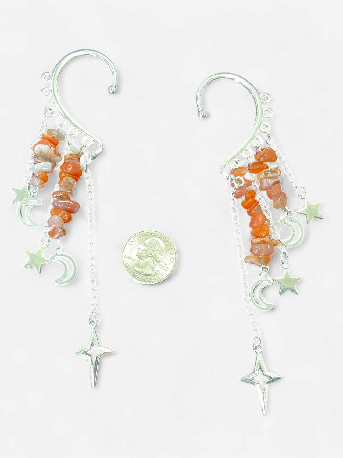 Crystal Ear Cuffs, Color: Carnelian