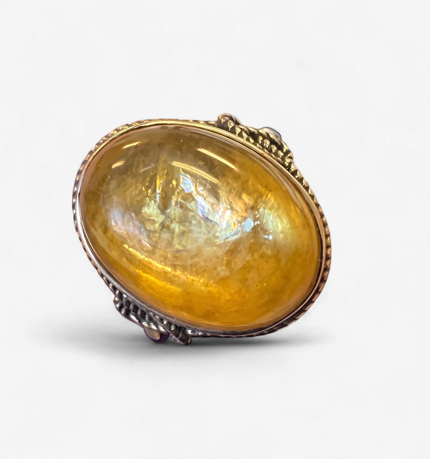 .925 Silver Gold Mica Large Ring
