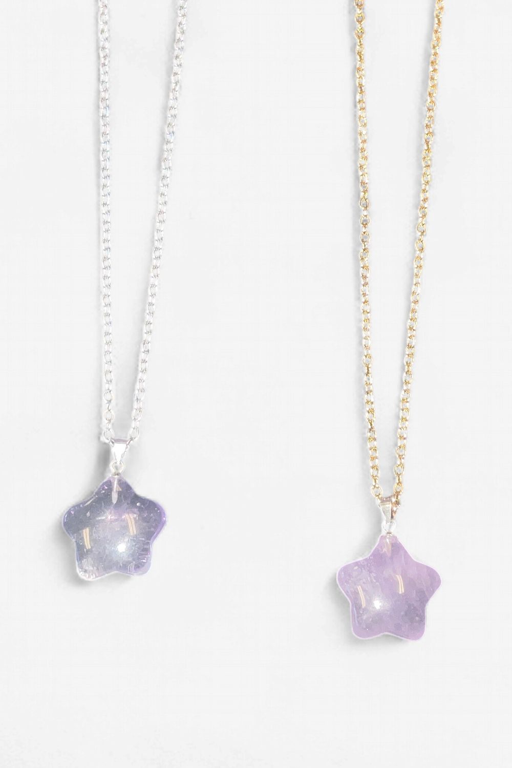 Moon &amp; Star Amethyst Necklace, Shape: Star